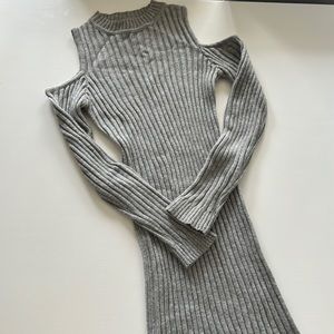Grey open shoulder sweater dress size M